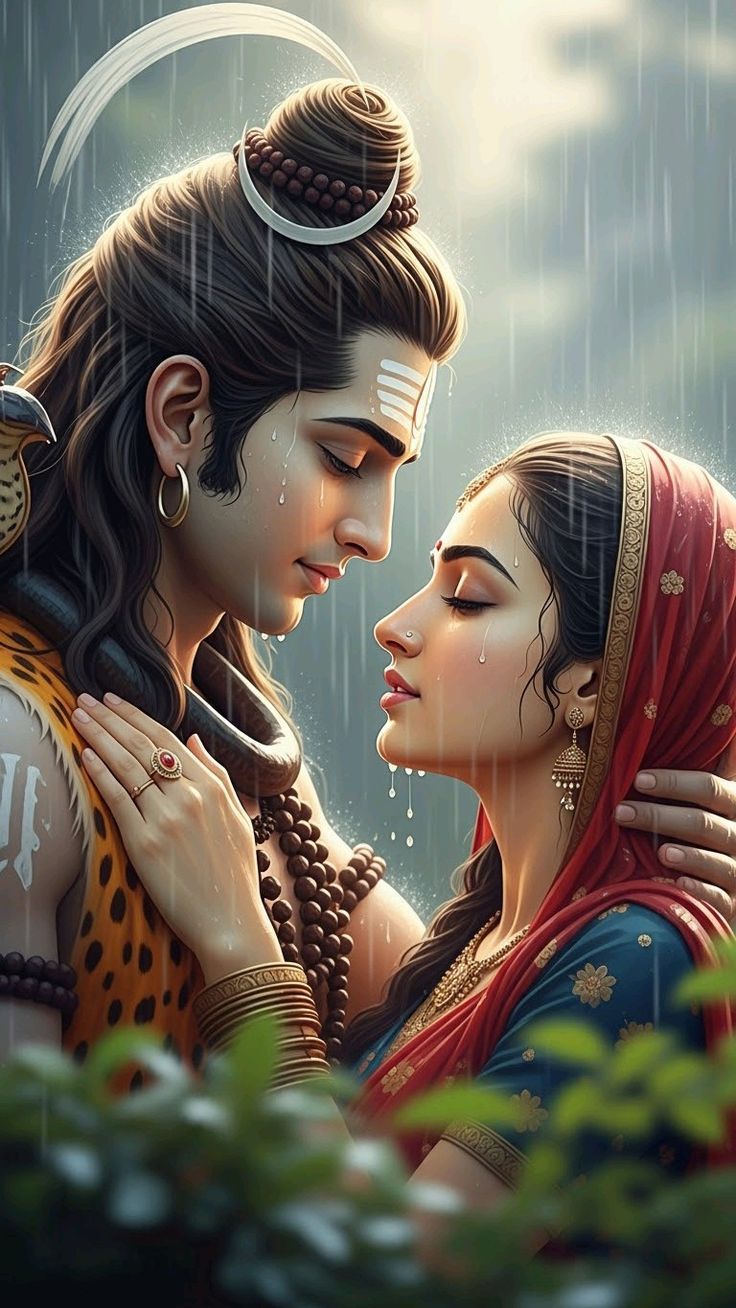 Shiv Parvati Drawing Images