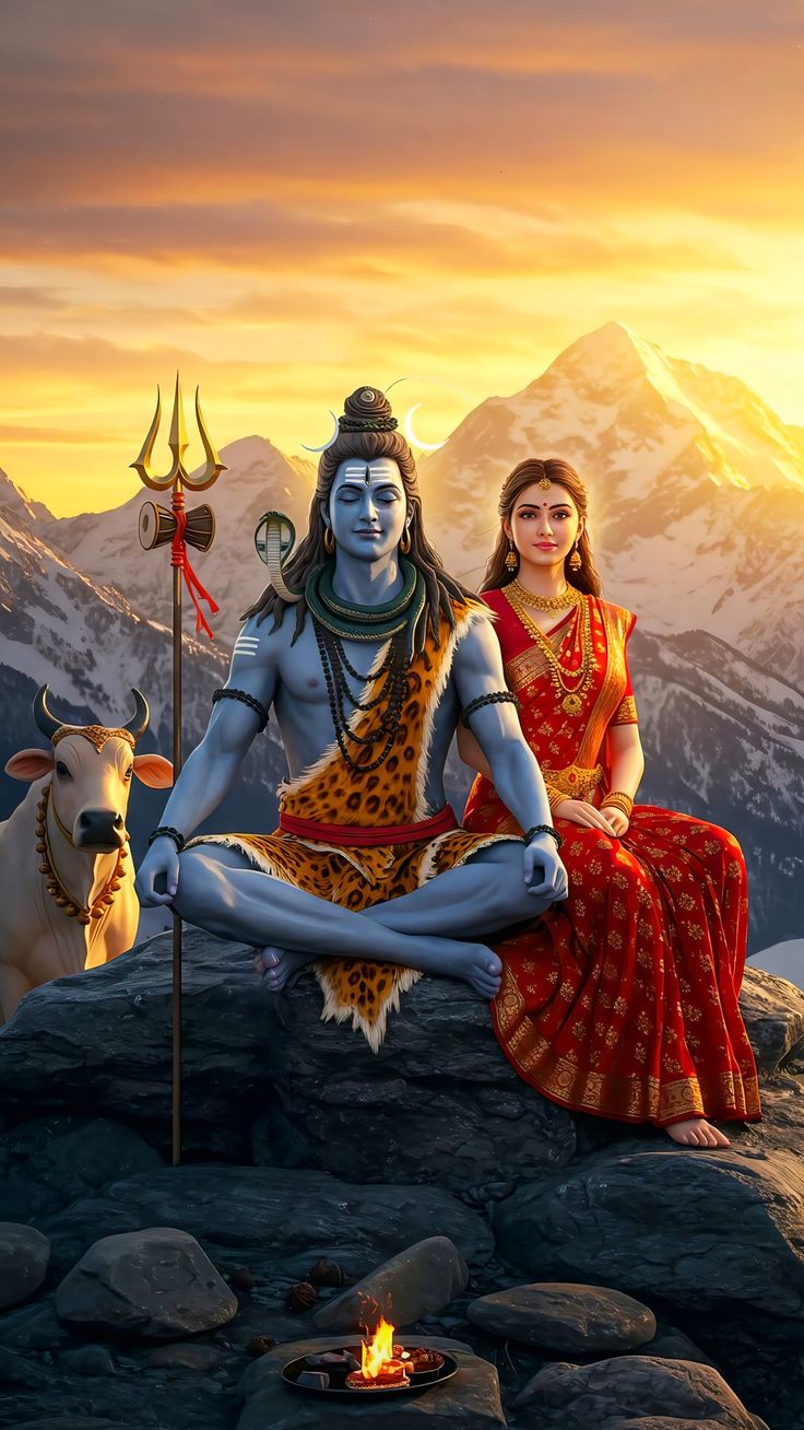 Shiv Parvati Hd Painting Photo