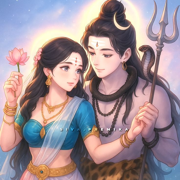 Shiv Parvati Modern Art Painting