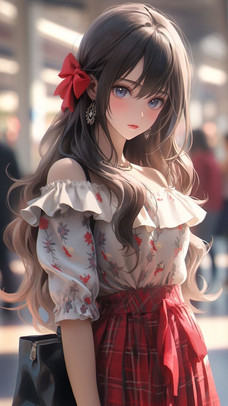 stylish cute anime girl dp